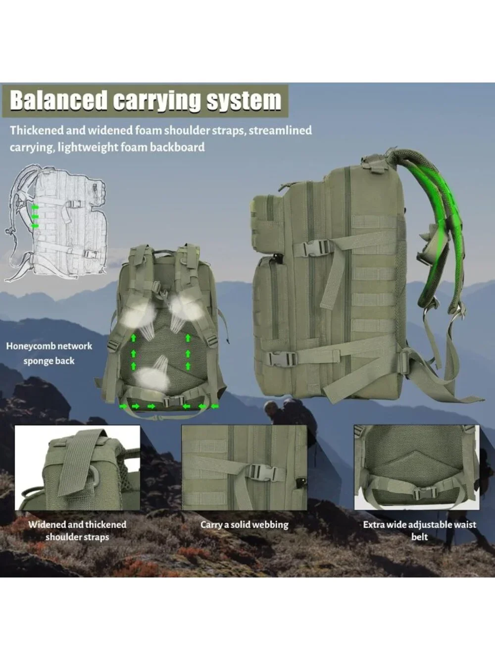 Large 45L Tactical Backpack - 3-Day Assault Pack, Molle Rucksack for Camping